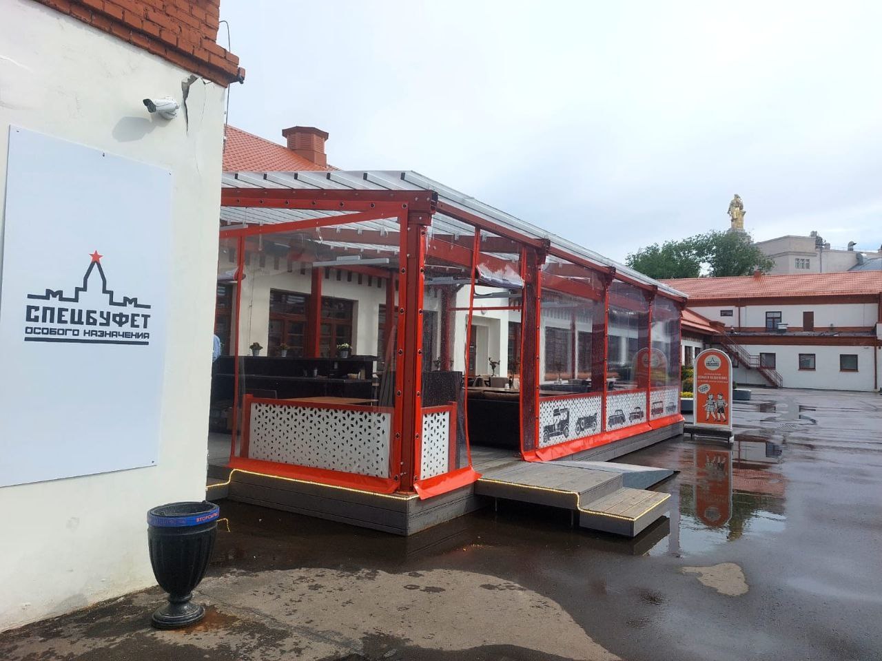 ПВХ шторы для летней террасы кафе в посёлке Теткино